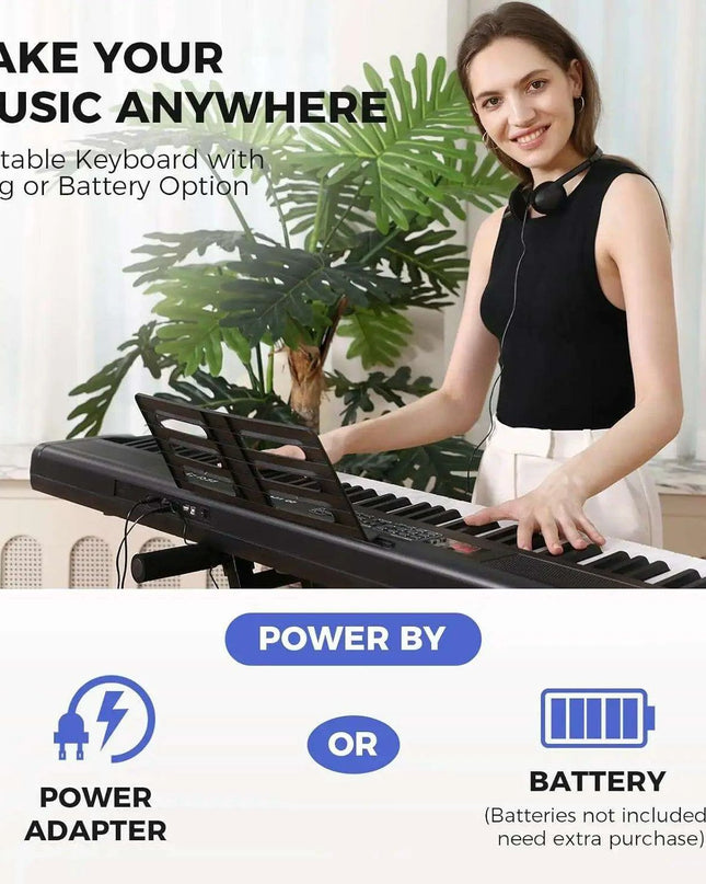Fesley 88-Key Full-Size Portable Digital Piano with Music Stand, Power Adapter, and Sustain Pedal
