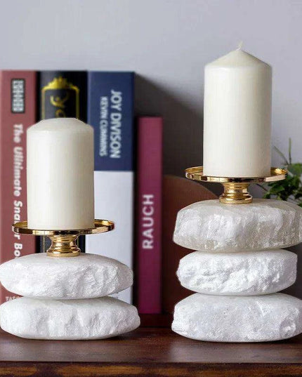 Natural Ore Candle Holder Set: Handcrafted Elegance for Wedding and Home Decor