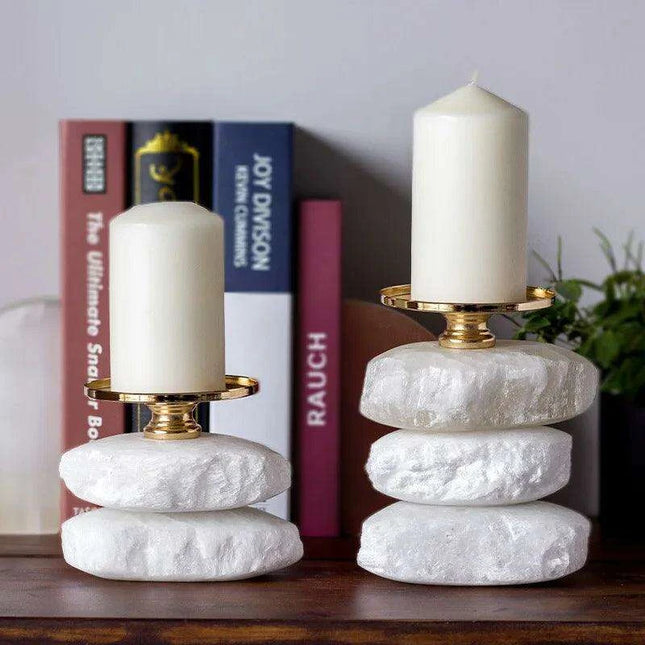 Natural Ore Candle Holder Set: Handcrafted Elegance for Wedding and Home Decor