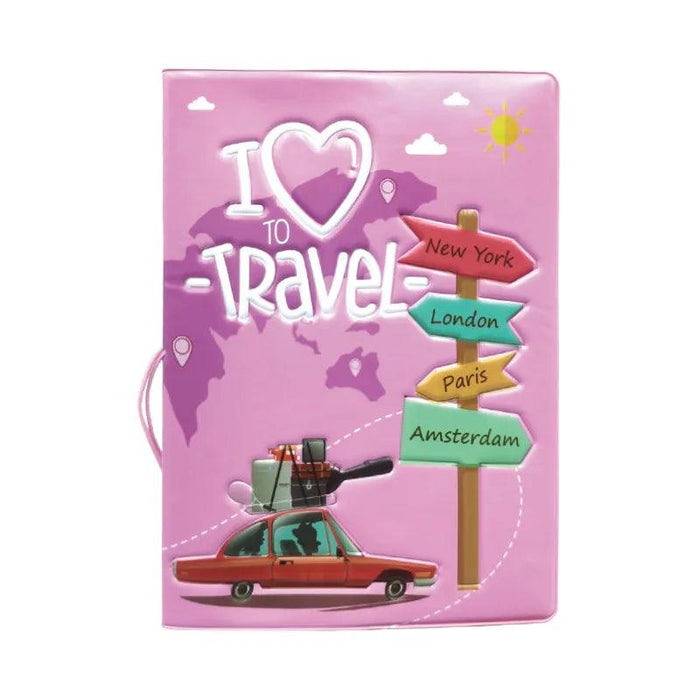Chic 3D Printed Passport Holder with Card Slots and Faux Leather Texture