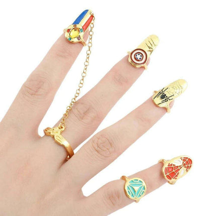 Avengers-Inspired Chic Nail Rings - Trendy Korean Jewelry Set for Fashion-Forward Women