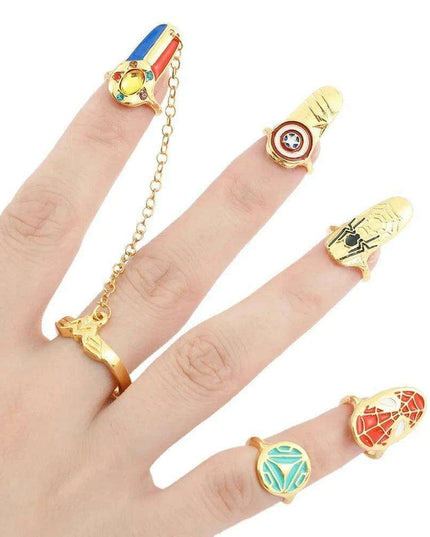 Avengers-Inspired Chic Nail Rings - Trendy Korean Jewelry Set for Fashion-Forward Women