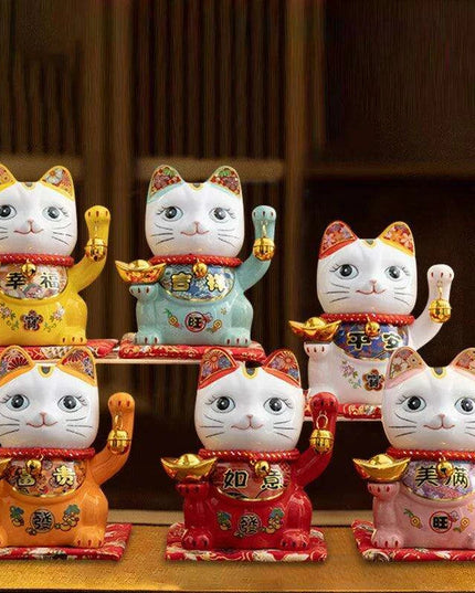 Charming 5-Inch Maneki Neko Ceramic Bank - A Playful Touch of Good Fortune for Your Home