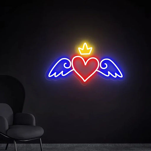 Angel Heart LED Neon Sign - Customizable Art Light for Girls Room Decoration & Gift