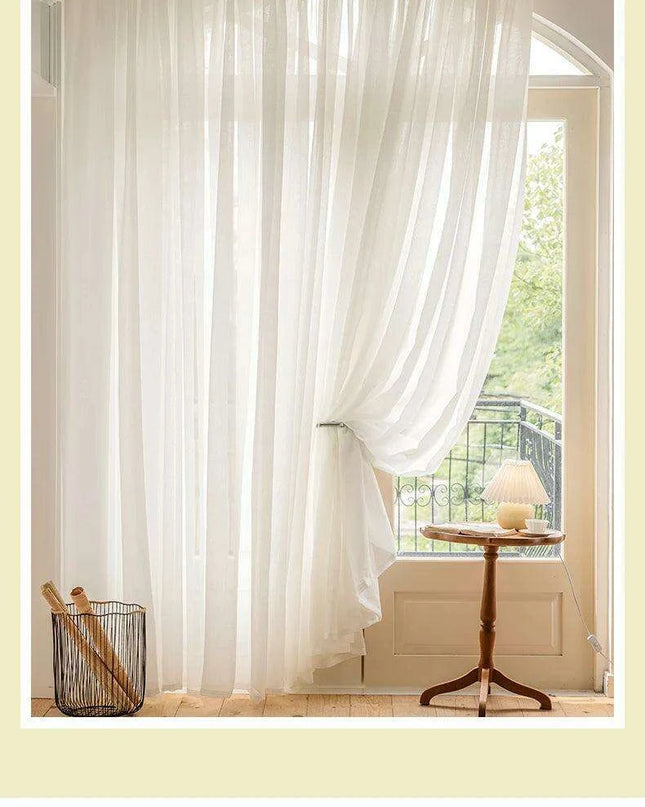 Luxe Sheer White Drapes for Home and Yoga Studios - Exquisite Linen Tulle Voile Organza Curtains