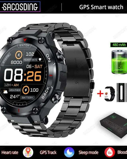 Men's 2024 Outdoor GPS Fitness Smartwatch with Heart Rate Monitor and Waterproof Features