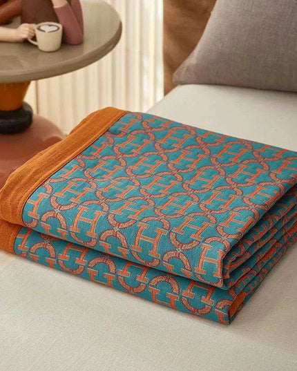 Dreamy Cotton Jacquard Blanket Set - Perfect All-Season Comfort and Style