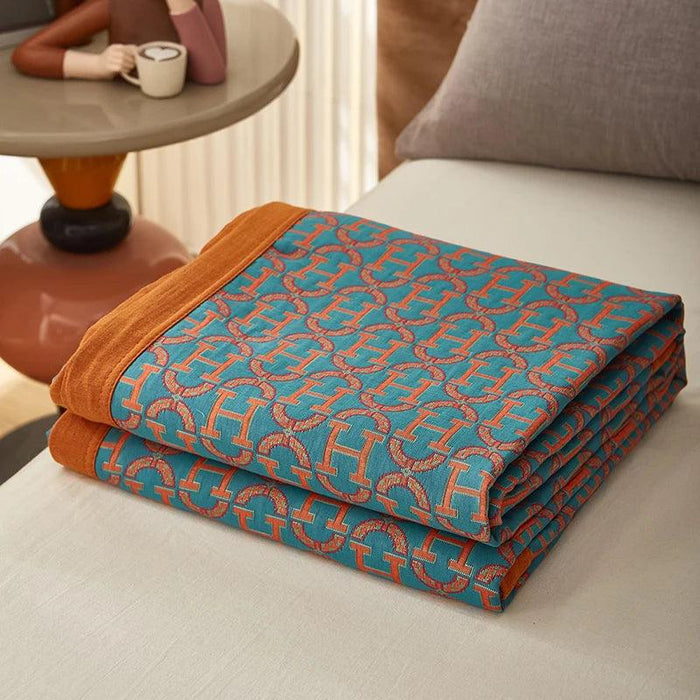 Dreamy Cotton Jacquard Blanket Set - Perfect All-Season Comfort and Style
