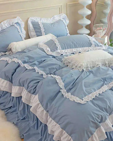 Kawaii Ruffle Lace Korean Princess Duvet Set