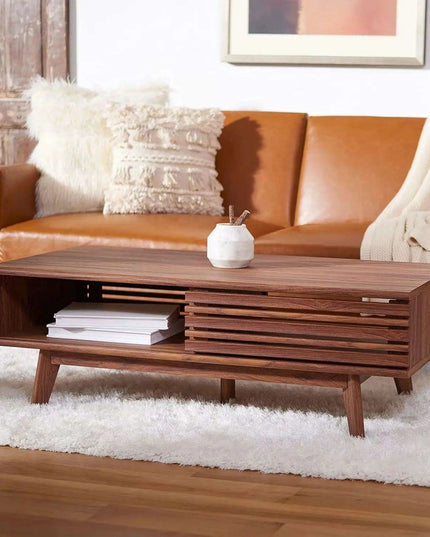 Rori Elegant Walnut Coffee Table with 1 Shelf - Chic Centerpiece for Living Rooms (46" w. x 23" d. x 16" h.)