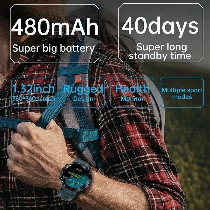 Men's Waterproof Fitness GPS Smartwatch with Advanced Health Monitoring and Long Battery Life