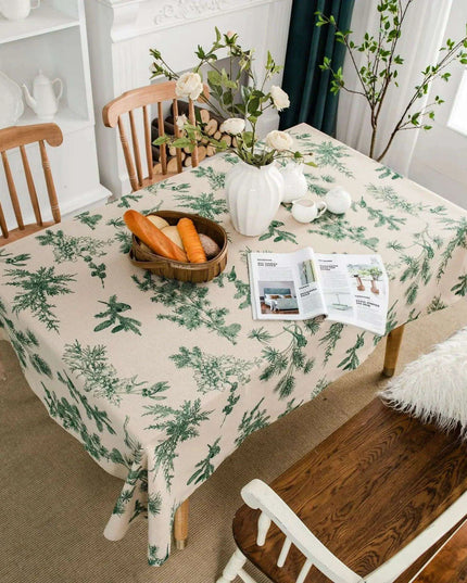 Sophisticated Pine Cone Design Cotton Linen Table Cover for Dining and Kitchen