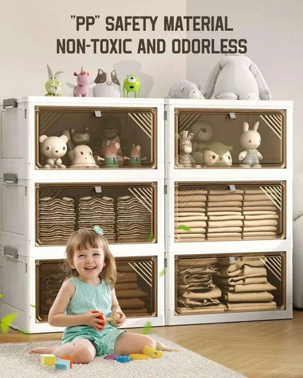 Clear-Front Stackable Storage Bins - 11.8 Gallon Foldable Space-Saving Set