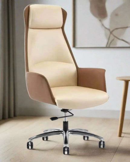 Luxury Nordic-Inspired Executive Leather Office Chair with Swivel and Recline