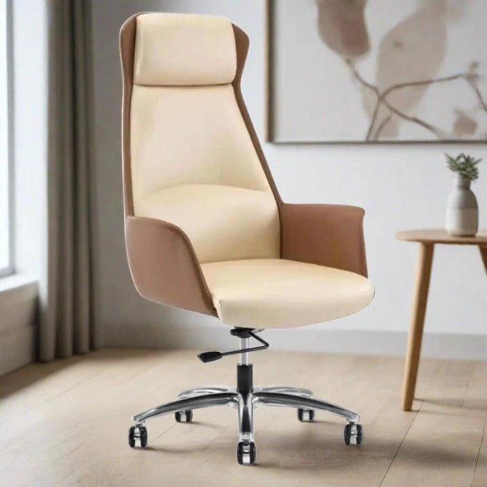 Luxury Nordic-Inspired Executive Leather Office Chair with Swivel and Recline