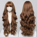30-Inch Brown Wavy Synthetic Wig with Bangs - Perfect for Parties and Themed Events