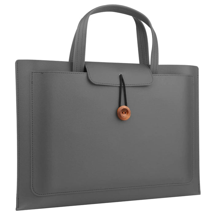 Stylish Faux Leather Laptop Tote with Innovative Features for MacBook Air and Tech Essentials