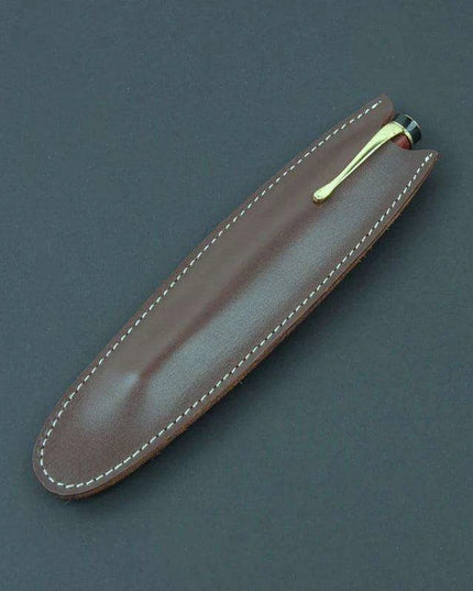 Elegant Cowhide Leather Zippered Pen Organizer for a Classy Workspace