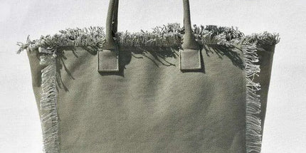 Personalized Trendy Fringed Canvas Tote with Stylish Ruffles