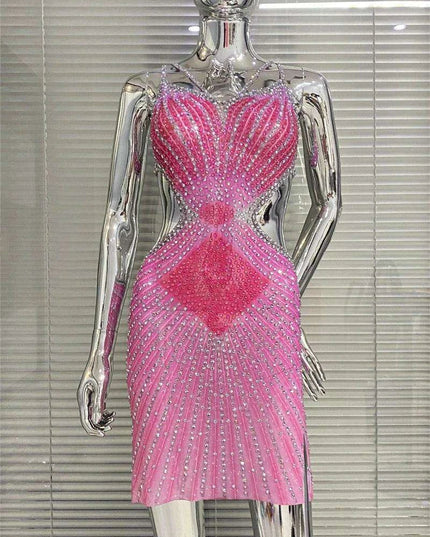 Stunning Backless Bodycon Dress with Dazzling Diamond Details for Unforgettable Events