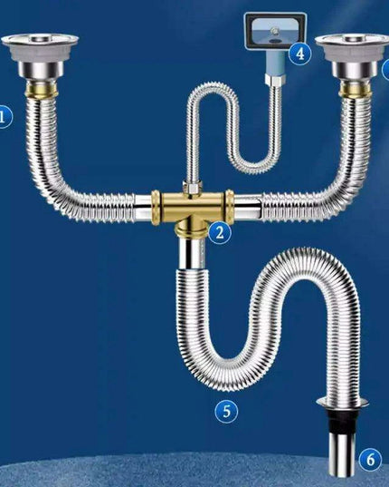 Advanced Stainless Steel Sink Drainage System with Anti-Odor Features and Flexible Installation Options