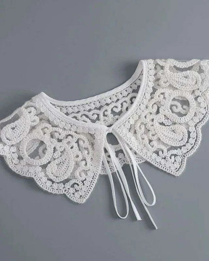 Embroidered Lace Detachable Collar for Women - Elegant White Shawl Accessory