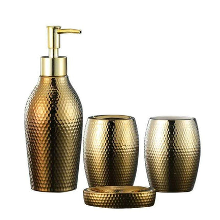 Golden Ceramic Bathroom Accessory Set