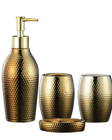 Golden Ceramic Bathroom Accessory Set