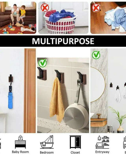 Stylish Solid Walnut Wood Wall-Mounted Coat Rack with Heavy-Duty Hooks for Home Organization