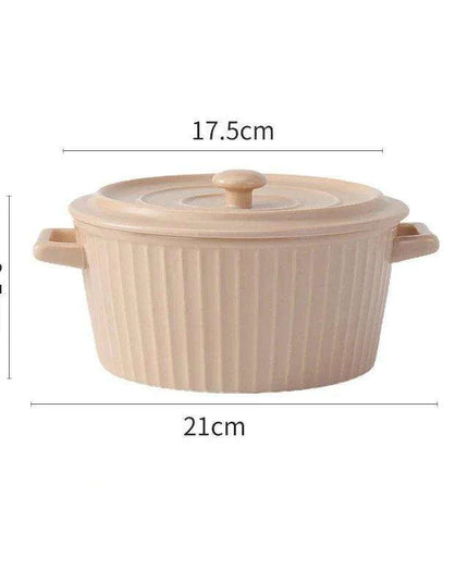 Elegant Heat-Insulating Ceramic Soup Bowl with Lid - Ideal for Ramen and Hearty Dishes