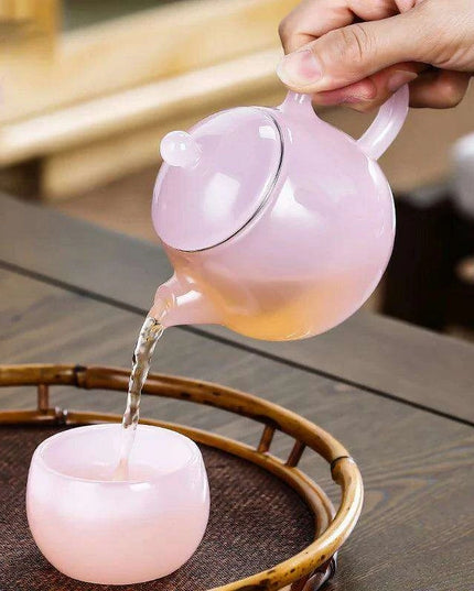 Dragon Egg Inspired Green Jade Glass Tea Infuser Pot - Elegant Petite Teapot for Brewing Green Tea