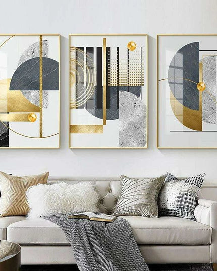 Luxurious Gold Geometric Canvas Artwork - Transform Your Space with Contemporary Style