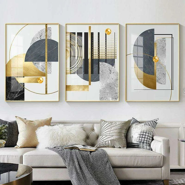 Luxurious Gold Geometric Canvas Artwork - Transform Your Space with Contemporary Style