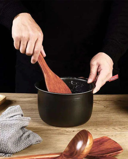 Eco-Friendly Sumac Bark Kitchen Utensils Set with Extended Spatula and Heat-Resistant Rice Scoop