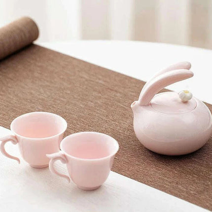 Exquisite Jade Rabbit Ceramic Tea Set for Sophisticated Gatherings and Outdoor Retreats