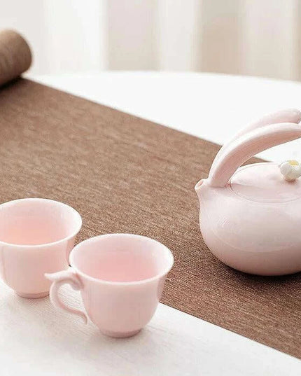 Exquisite Jade Rabbit Ceramic Tea Set for Sophisticated Gatherings and Outdoor Retreats
