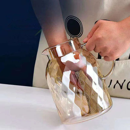 Amber Elegance: Stunning Glass Teapot with Yixing Clay Kettle and Built-in Strainer