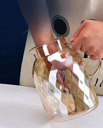 Amber Elegance: Stunning Glass Teapot with Yixing Clay Kettle and Built-in Strainer