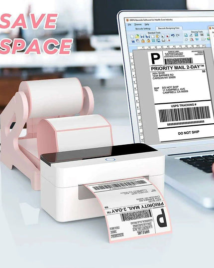 Chic Pink Label Printer Stand - Elegant and Space-Efficient Organizer