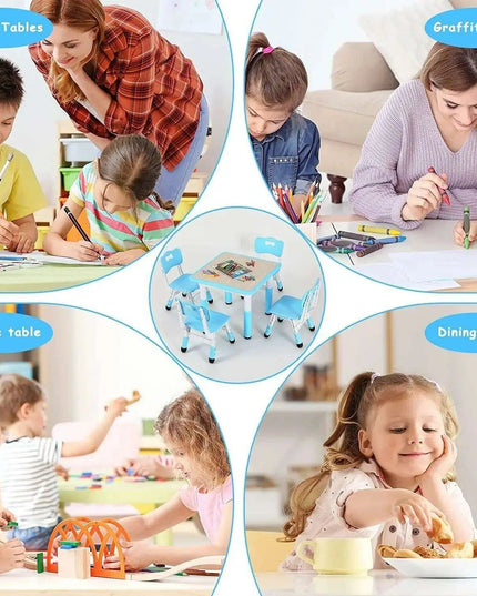 Creative Kids Adjustable Table and Chair Set with Interactive Graffiti Surface - Ideal for Ages 2-10