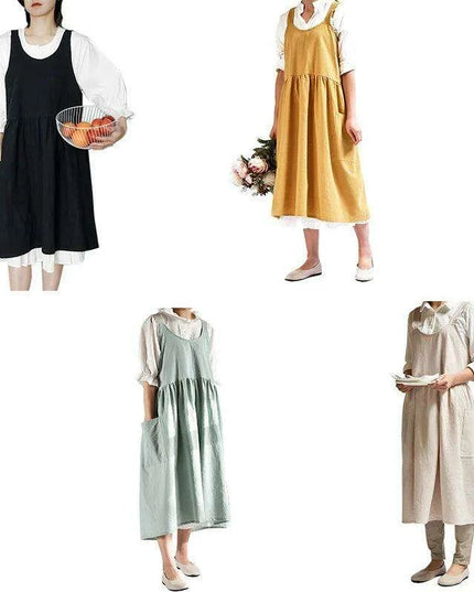 Chic Ruffled Cotton-Linen Apron for Women - Ideal for Cooking and Floral Creativity