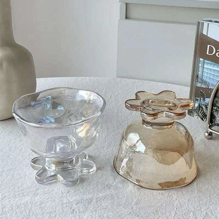 Elegant Floral Glass Dessert Bowl