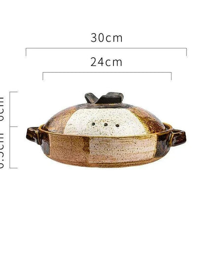 Elegant Tri-Section Japanese Clay Casserole: Perfect for High-Heat Culinary Creations