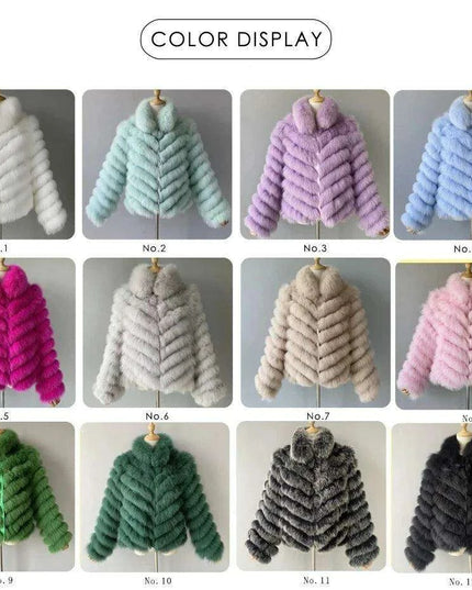 Elegant Reversible Women's Fox Fur Winter Jacket with Silk Lining