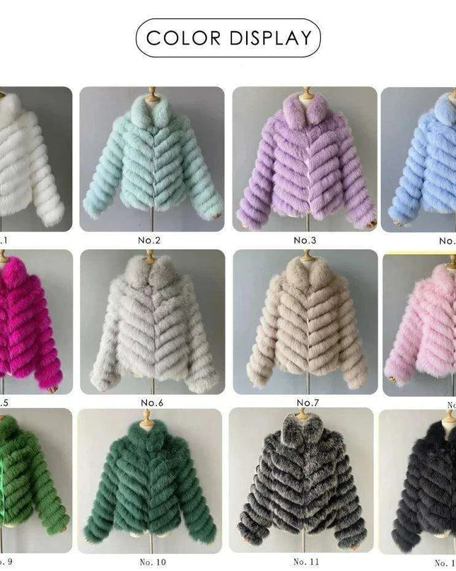 Elegant Reversible Women's Fox Fur Winter Jacket with Silk Lining