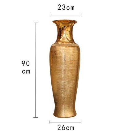 European Chic Ceramic Floor Vase Set - Elegant Silver and Gold Home Decor