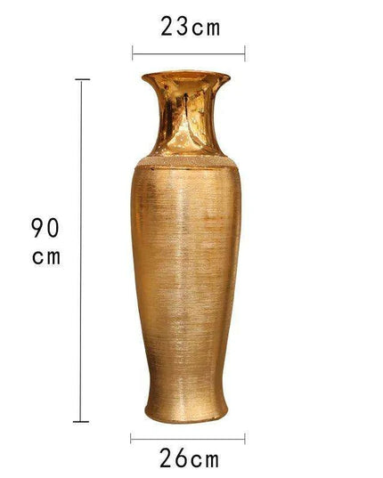 European Chic Ceramic Floor Vase Set - Elegant Silver and Gold Home Decor