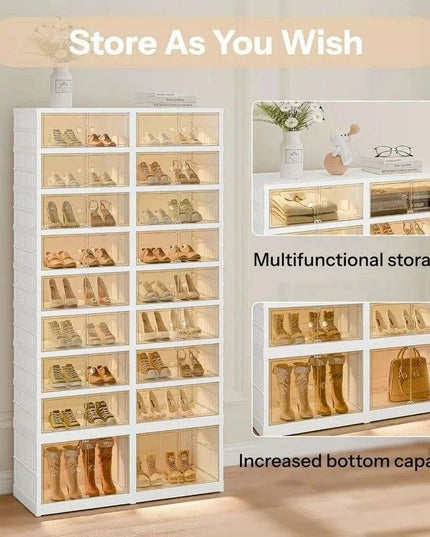 Elegant 9-Tier Shoe Organizer with Clear Front Doors: Stylish Space Saver