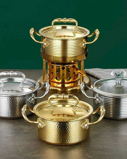 Solo Dining Stainless Steel Pot Set with Integrated Alcohol Burner