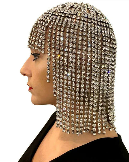 Glamorous Rhinestone Fringe Hair Accessory - Perfect for Halloween and Special Events